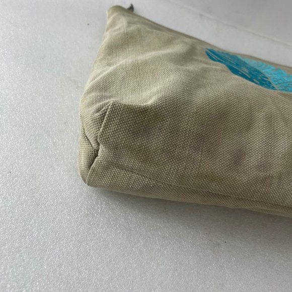 Jerome Gruet Beige Canvas Embroidered Leaf Pouch - Picture 8 of 11